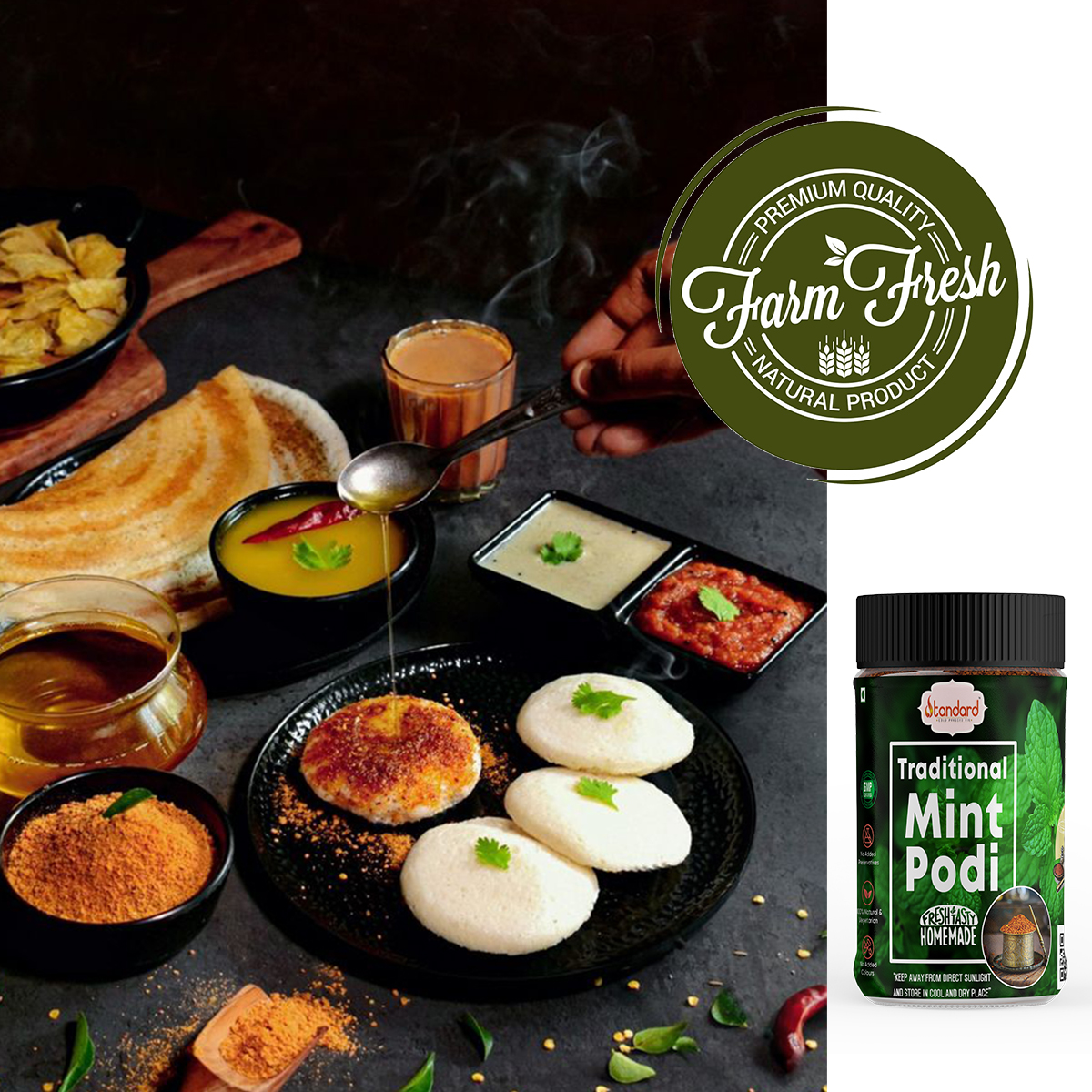mint idli dosa podi